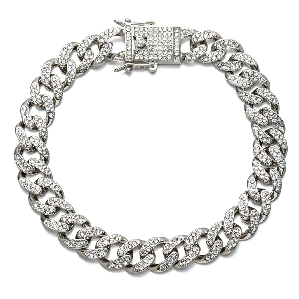 kelistom Cuban Link Anklet Bracelet for Women Men Hip-hop 18K Gold/White Gold Plated Iced Out Rhinestones Filled Chain Ankle Bracelets 9" 10" 11"