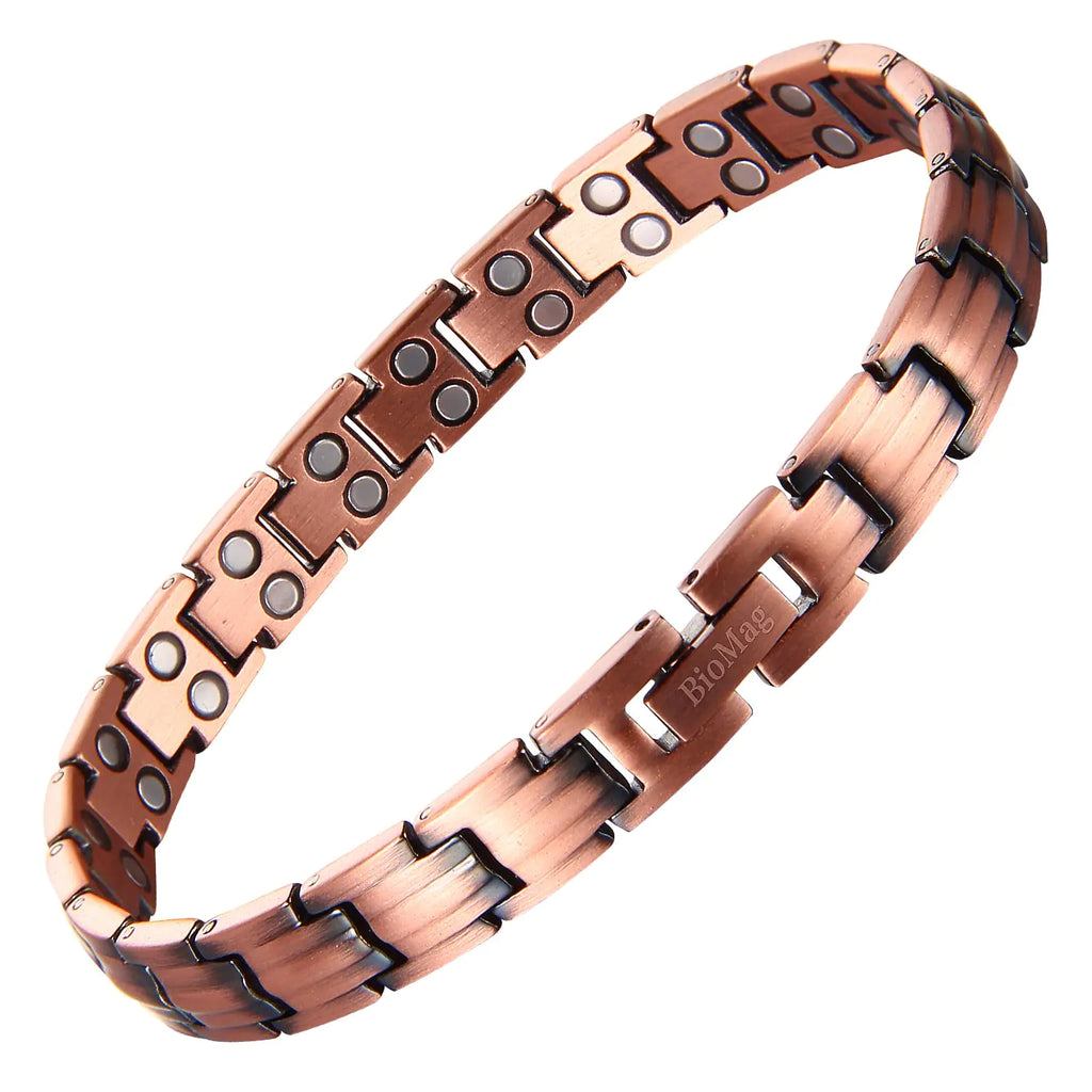 BioMag 99.99% Pure Copper Ankle Bracelet for Men Women Double Row Magnetic Therapy Anklet 10.2" Adjustable Jewelry Gifts