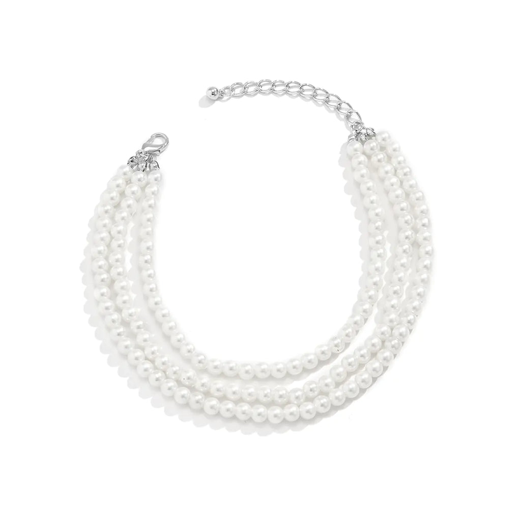 Imitation Pearl Beaded Tassel Anklet for Women