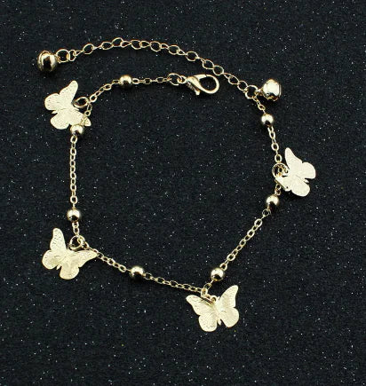 Summer Rose Dragonfly Butterfly Shell Gem Anklet (Women)