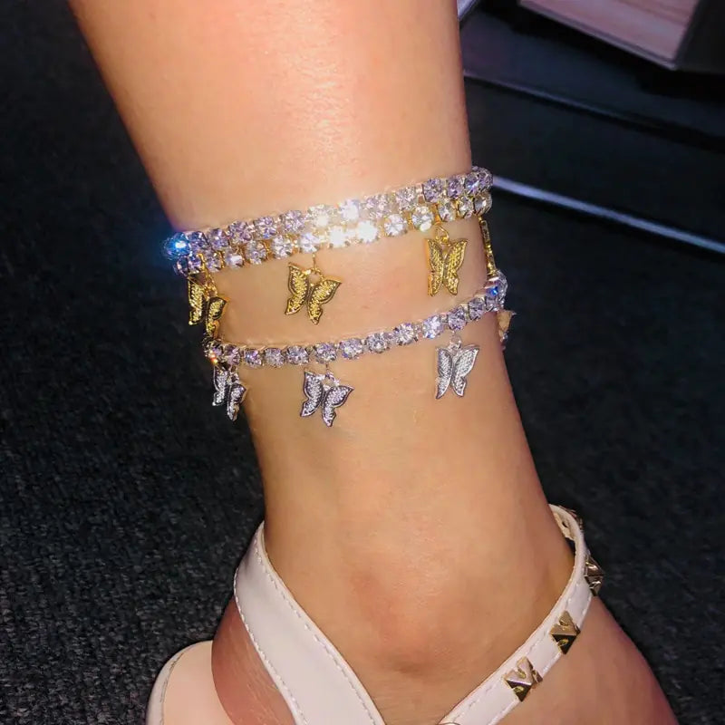 Creative Rhinestone Butterfly Anklet for Women