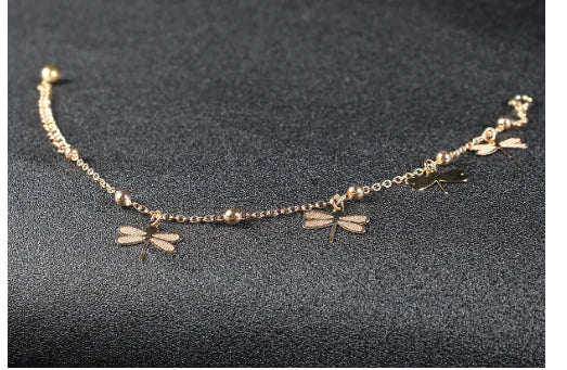 Summer Rose Dragonfly Butterfly Shell Gem Anklet (Women)