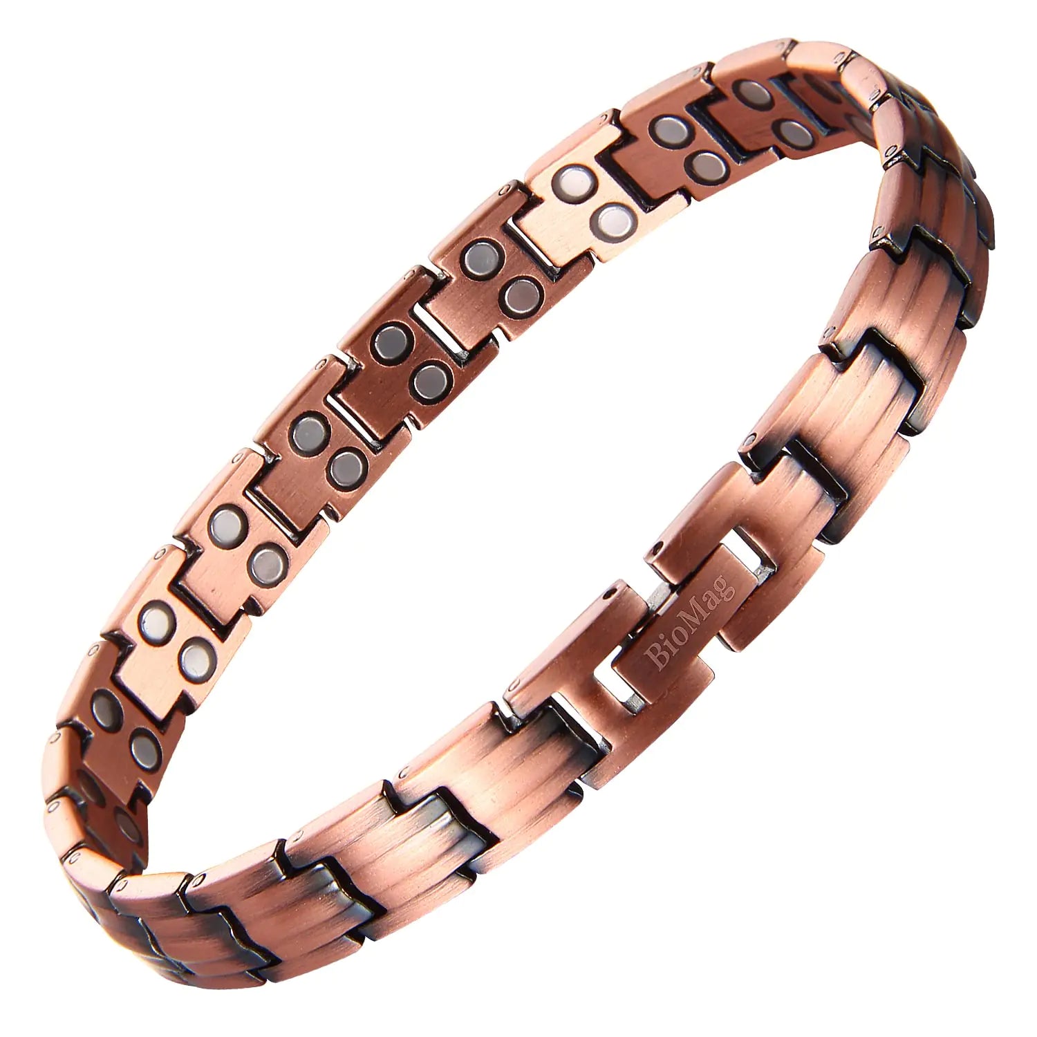 BioMag 99.99% Pure Copper Ankle Bracelet for Men Women Double Row Magnetic Therapy Anklet 10.2" Adjustable Jewelry Gifts
