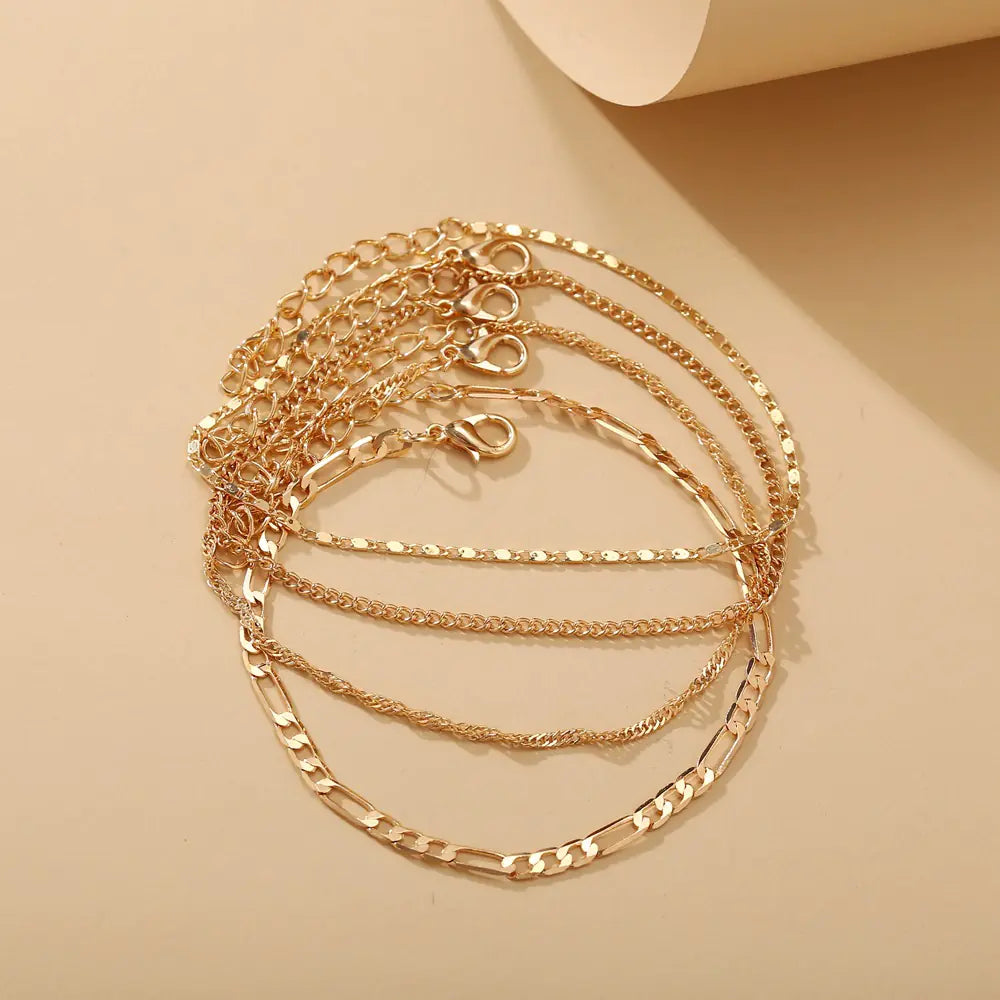 Fashion Alloy Anklet Set for Women - Three Pieces