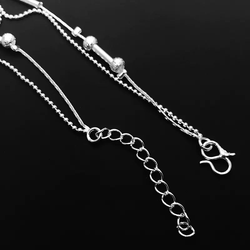 Trendy Silver Plated Double Layer Star Anklet for Women