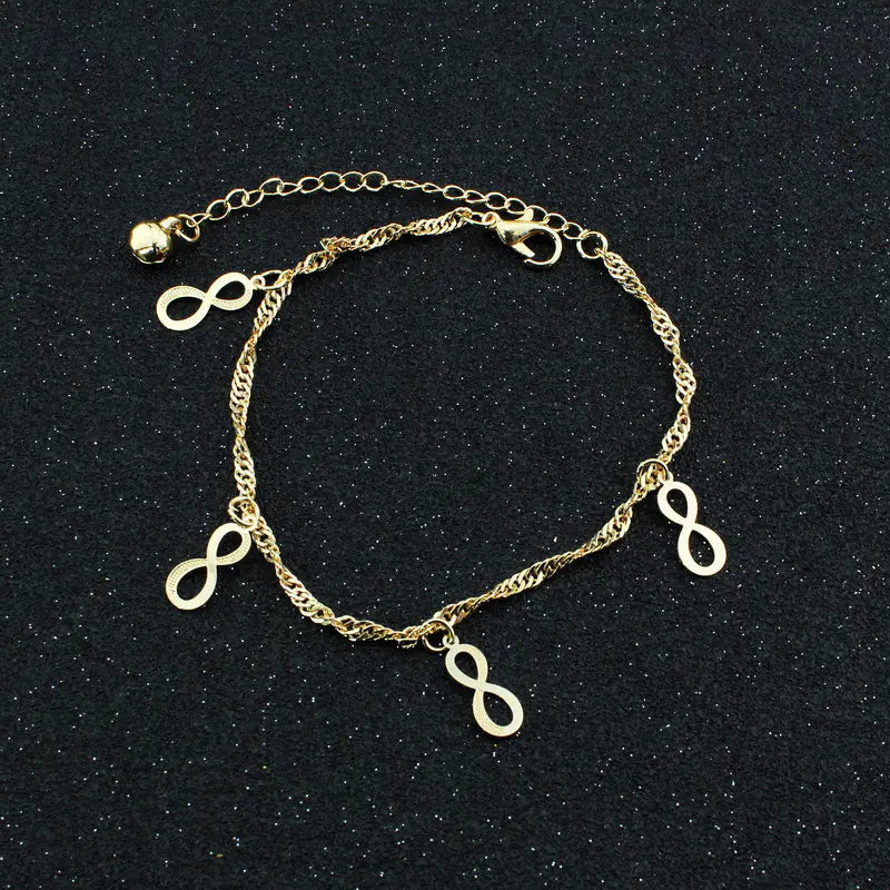 Summer Rose Dragonfly Butterfly Shell Gem Anklet (Women)