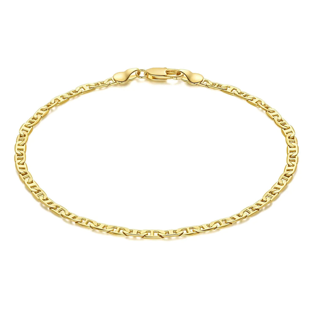 CISSIEPERAL Ankle Bracelet 14K Gold Anklets for Women Waterproof 3.4mm Mariner Chain Ankle Bracelets for Women Women’s Ankle Bracelet Anchor Chain 9’’ 10’’ 11’’ (Length 9 Inches)