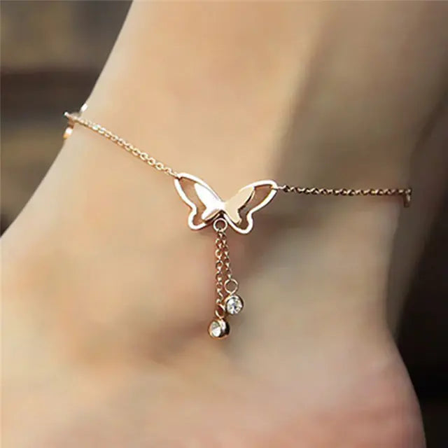 Silver Star Beads Double-Deck Anklet for Women