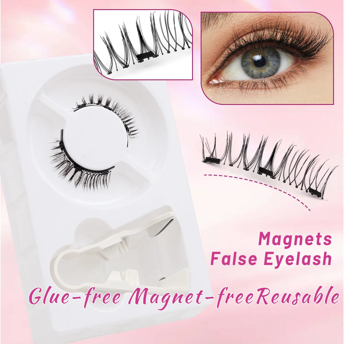 3D Natural Magnetic Eyelashes False Mink Invisible Long Magnetic Lashes Natural