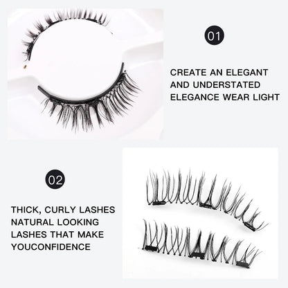 3D Natural Magnetic Eyelashes False Mink Invisible Long Magnetic Lashes Natural