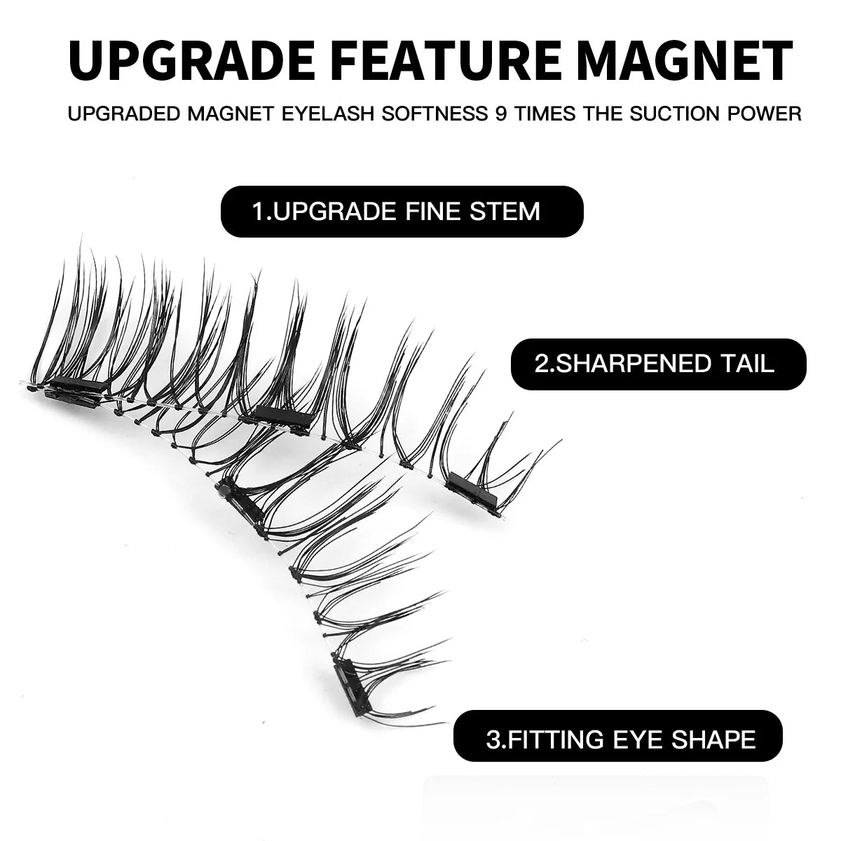 3D Natural Magnetic Eyelashes False Mink Invisible Long Magnetic Lashes Natural