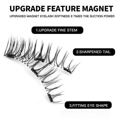 3D Natural Magnetic Eyelashes False Mink Invisible Long Magnetic Lashes Natural