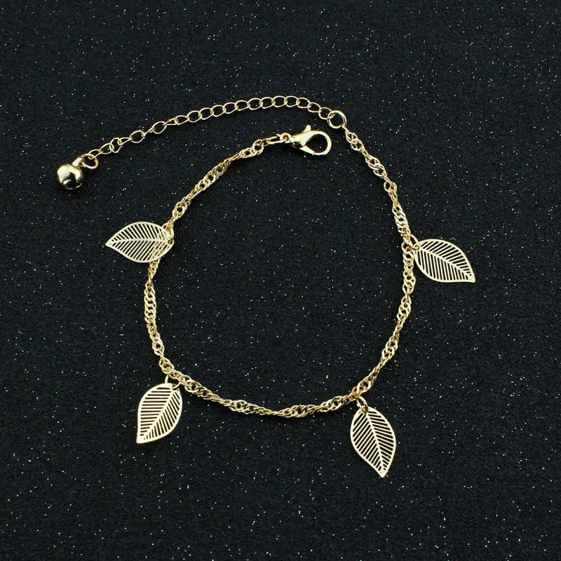 Summer Rose Dragonfly Butterfly Shell Gem Anklet (Women)