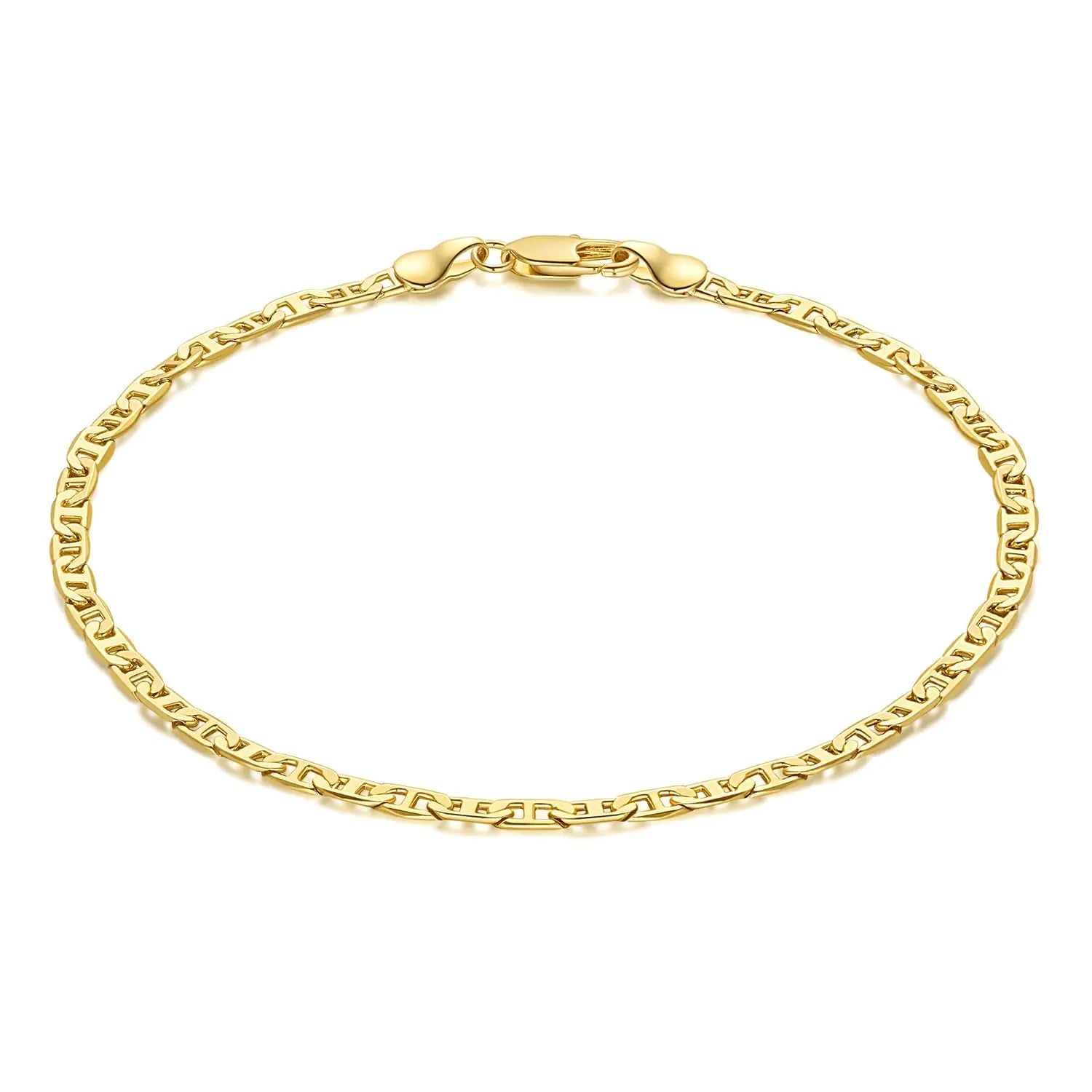 CISSIEPERAL Ankle Bracelet 14K Gold Anklets for Women Waterproof 3.4mm Mariner Chain Ankle Bracelets for Women Women’s Ankle Bracelet Anchor Chain 9’’ 10’’ 11’’ (Length 9 Inches)