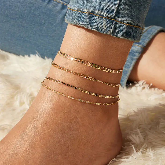 Fashion Alloy Anklet Set for Women - Three Pieces