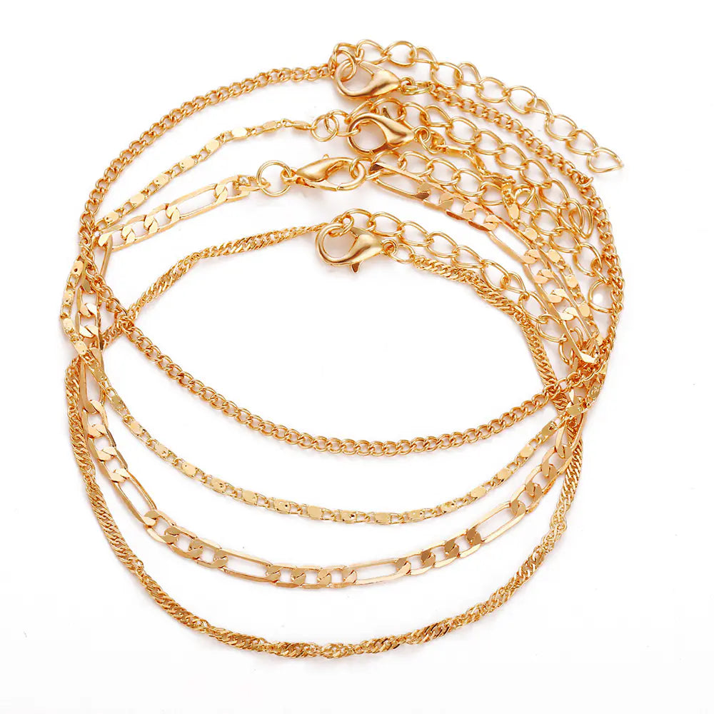 Fashion Alloy Anklet Set for Women - Three Pieces