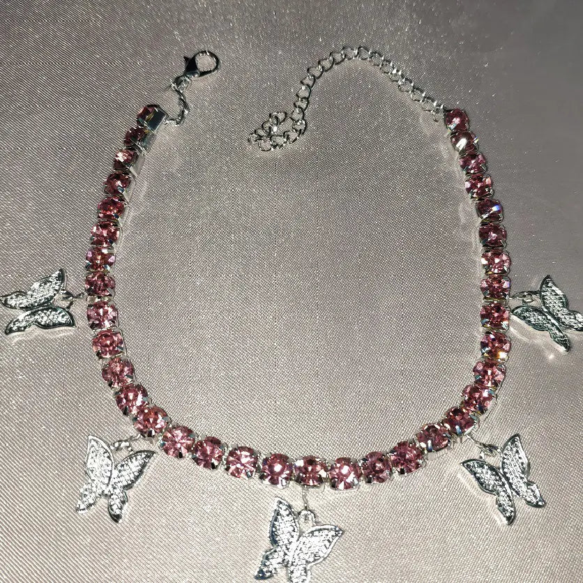 Creative Rhinestone Butterfly Anklet for Women