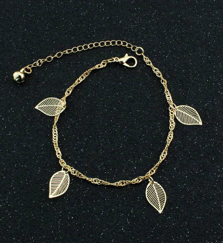 Summer Rose Dragonfly Butterfly Shell Gem Anklet (Women)