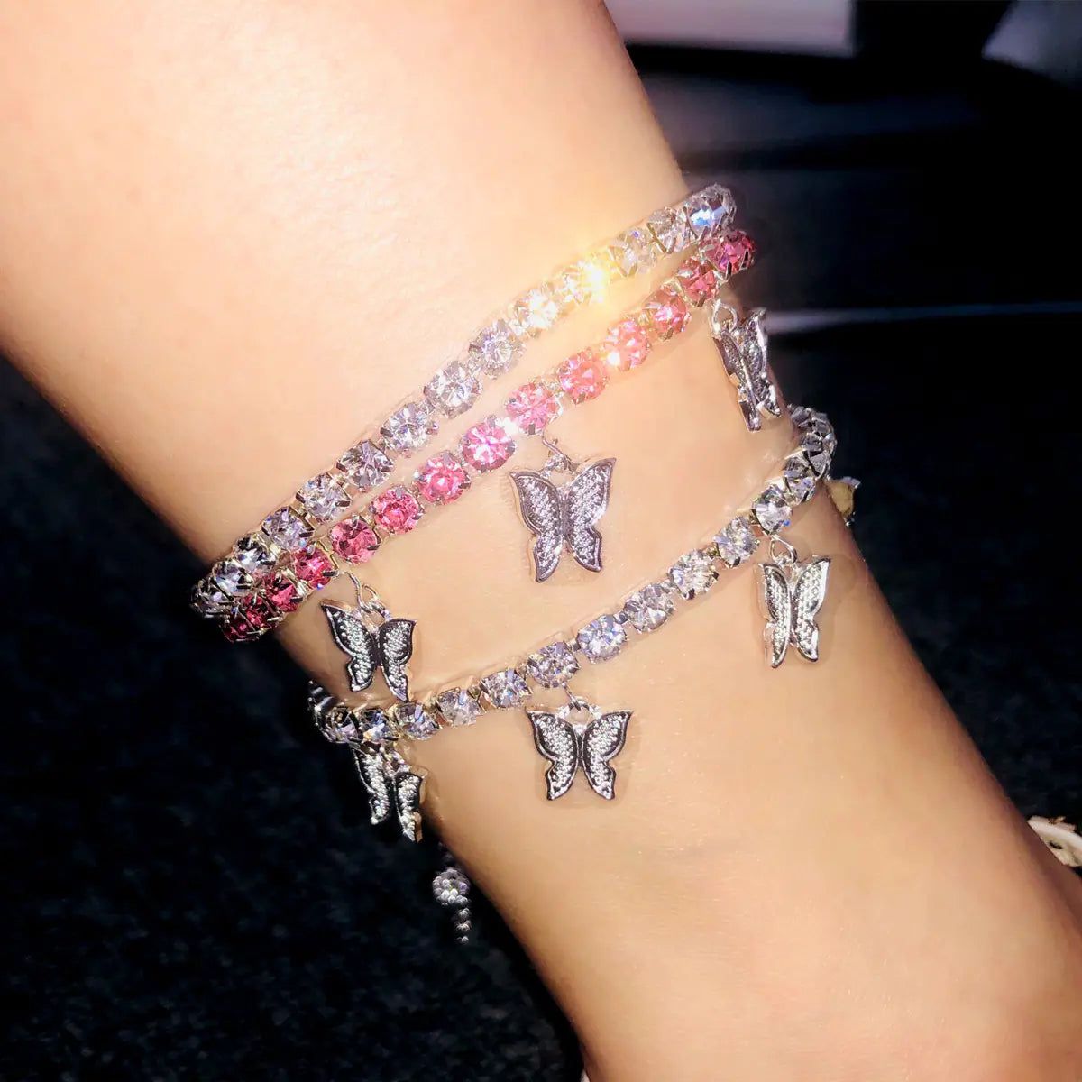 Creative Rhinestone Butterfly Anklet for Women