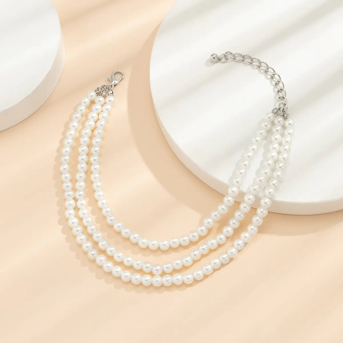 Imitation Pearl Beaded Tassel Anklet for Women
