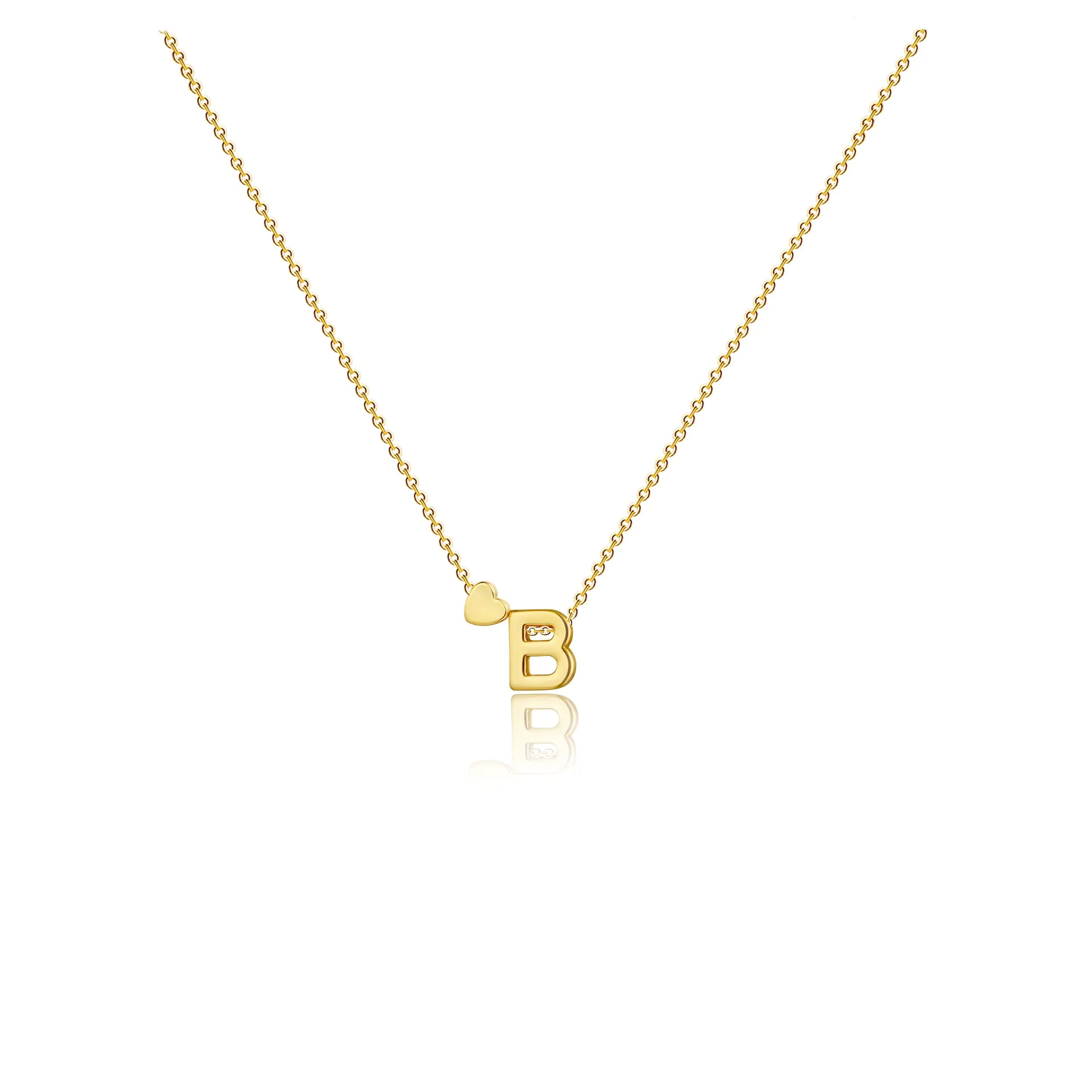 CAROVO Dainty 14K Gold Initial Necklace